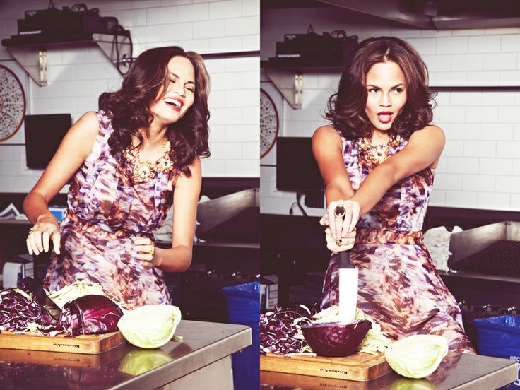 chrissy teigen in the kitchen cooking