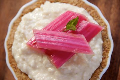 Creamy Coconut Almond Tart With Rhubarb