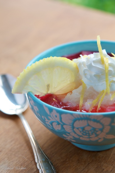 Lemon Risotto Rice Pudding With Rhubarb Compote