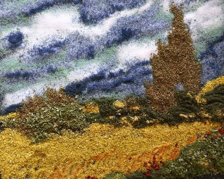 Kelly McCollam’s recreation of Van Gogh’s “Wheatfield and Cypress Trees”